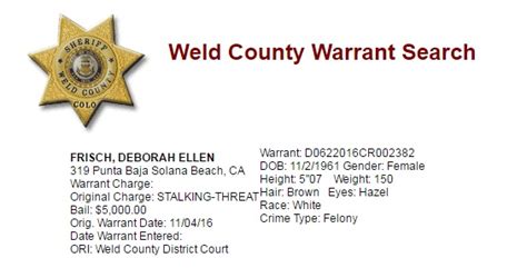 Michele Meyer <strong>Weld County</strong> Judge Division: 8 Phone: 970 475-2580. . Weld county arrest warrants